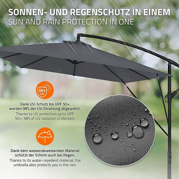 ML-Design Ampelschirm rund - Anthrazit, Durchmesser Bespannung: 330 cm
