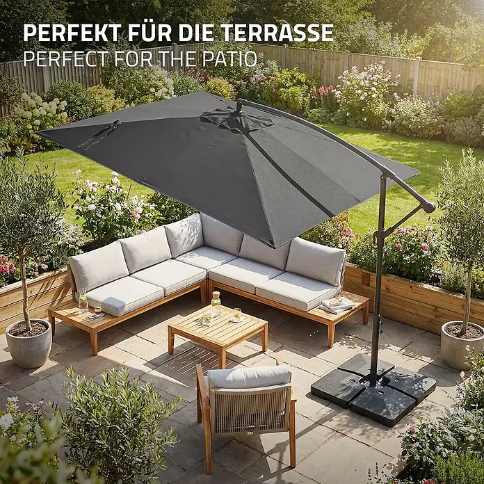 ML-Design Ampelschirm rund - Anthrazit, Durchmesser Bespannung: 330 cm