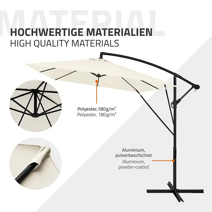 ML-Design Ampelschirm rund - Beige, Durchmesser Bespannung: 330 cm