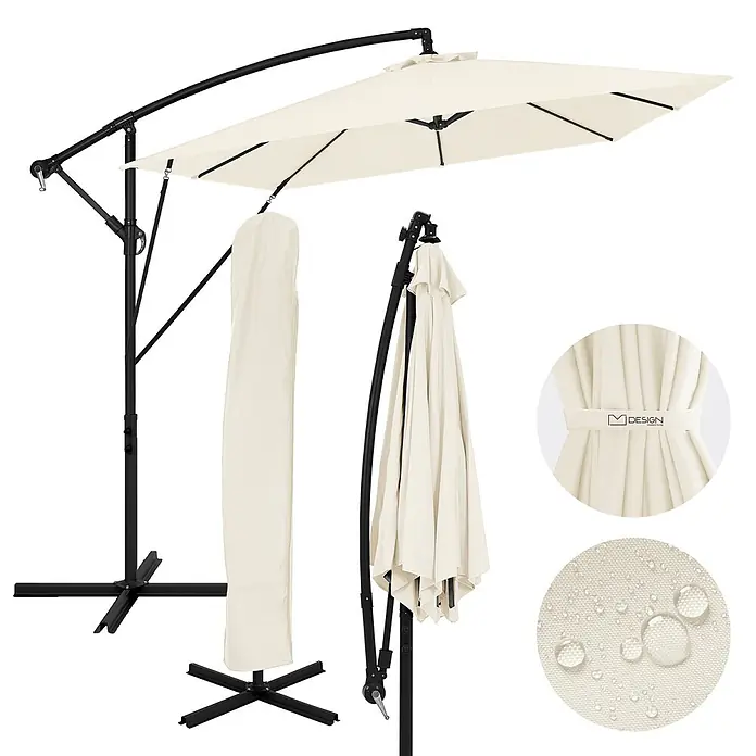 ML-Design Ampelschirm rund - Beige, Durchmesser Bespannung: 330 cm