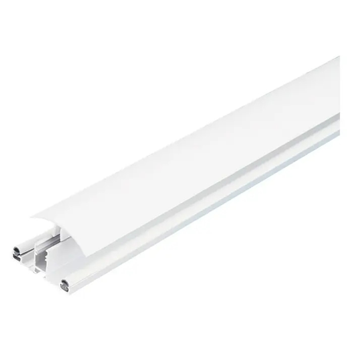 Varioprofilsprosse - Mittelsystem, Geeignet für: Stegplatten 8 - 16 mm, 250 x 6 cm - Nahaufnahme einer weißen Kunststoff-Kabelkanalabdeckung. Perfekt zum Verbergen von Kabeln und Leitungen im Innenbereich.