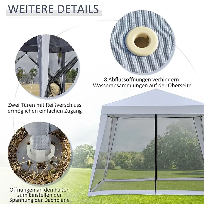Outsunny Steckpavillon mit Insektenschutz - B x T: 3 m x 300 cm, Farbe Dach: Weiß