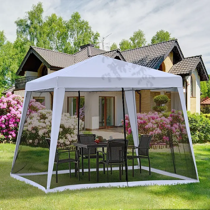 Outsunny Steckpavillon mit Insektenschutz - B x T: 3 m x 300 cm, Farbe Dach: Weiß