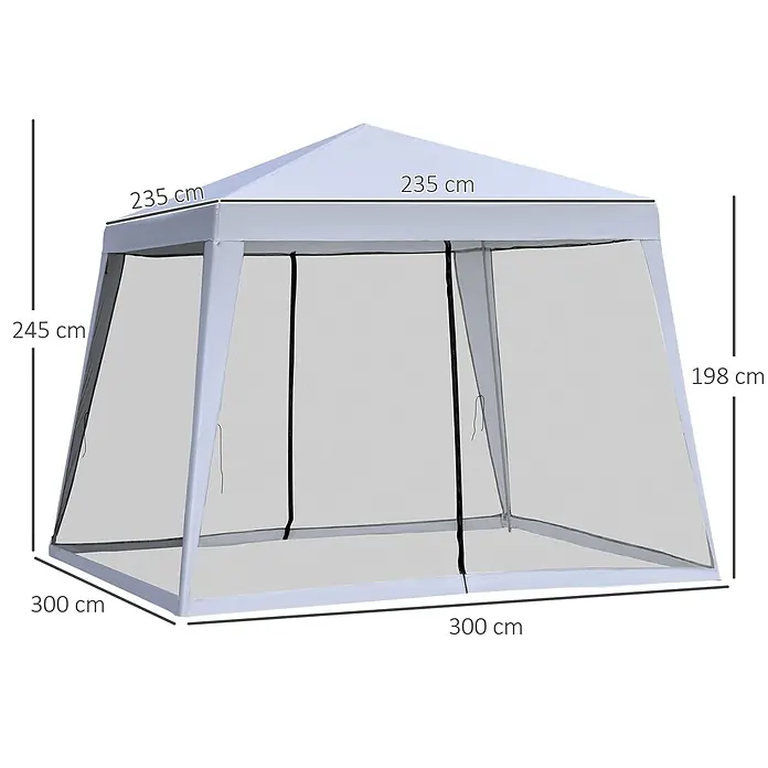 Outsunny Steckpavillon mit Insektenschutz - B x T: 3 m x 300 cm, Farbe Dach: Weiß