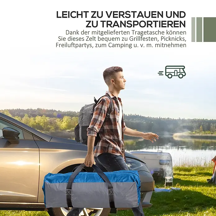 Outsunny Steckpavillon mit Tragetasche - Farbe Dach: Weiß, Hellgrün
