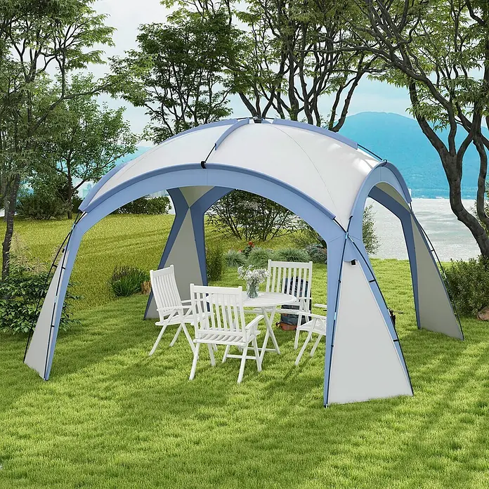 Outsunny Steckpavillon mit Tragetasche - B x T: 3,5 m x 350 cm, Farbe Dach: Weiß, Hellblau