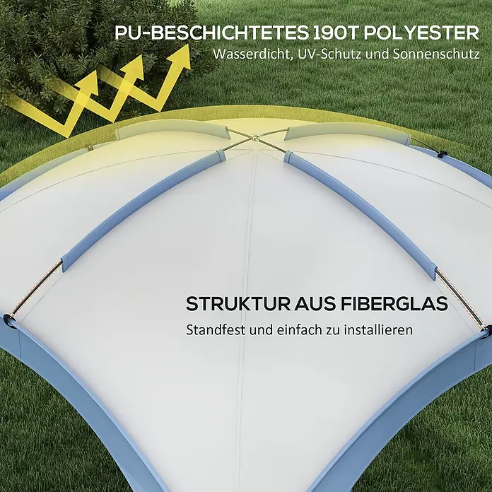 Outsunny Steckpavillon mit Tragetasche - B x T: 3,5 m x 350 cm, Farbe Dach: Weiß, Hellblau