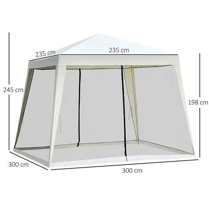 Outsunny Steckpavillon - B x T: 300 x 300 cm, Farbe Dach: Cremeweiß