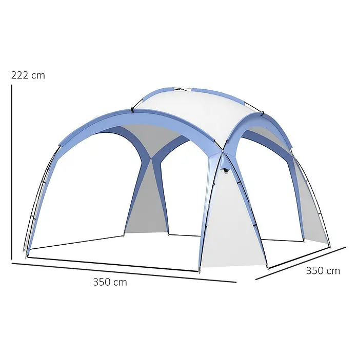 Outsunny Steckpavillon mit Tragetasche - B x T: 3,5 m x 350 cm, Farbe Dach: Weiß, Hellblau