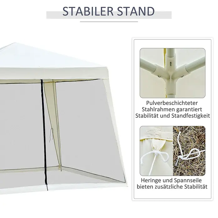 Outsunny Steckpavillon - B x T: 300 x 300 cm, Farbe Dach: Cremeweiß