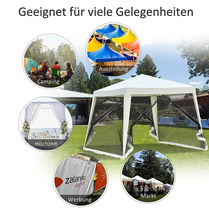 Outsunny Steckpavillon - B x T: 300 x 300 cm, Farbe Dach: Cremeweiß