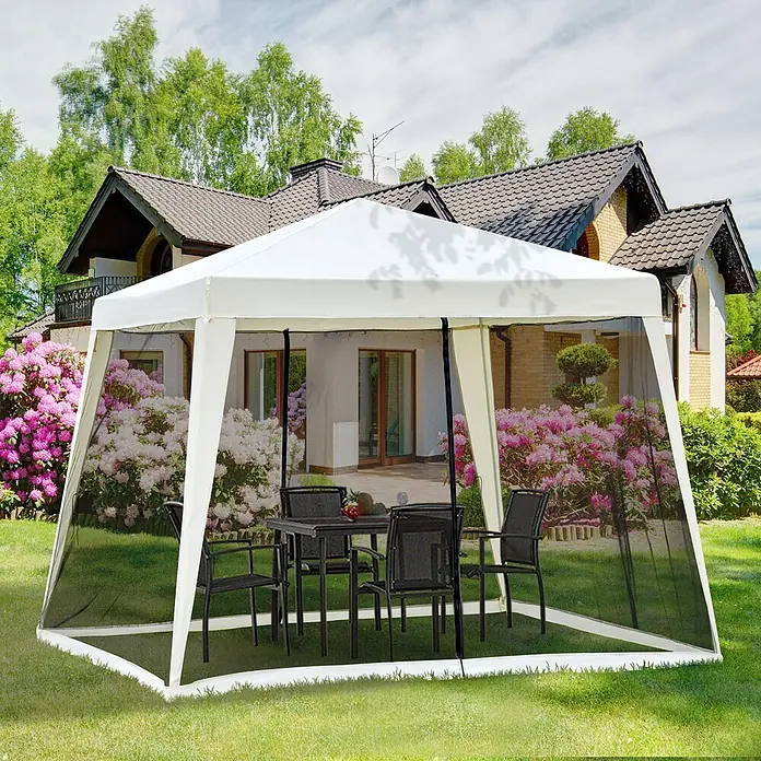 Outsunny Steckpavillon - B x T: 300 x 300 cm, Farbe Dach: Cremeweiß