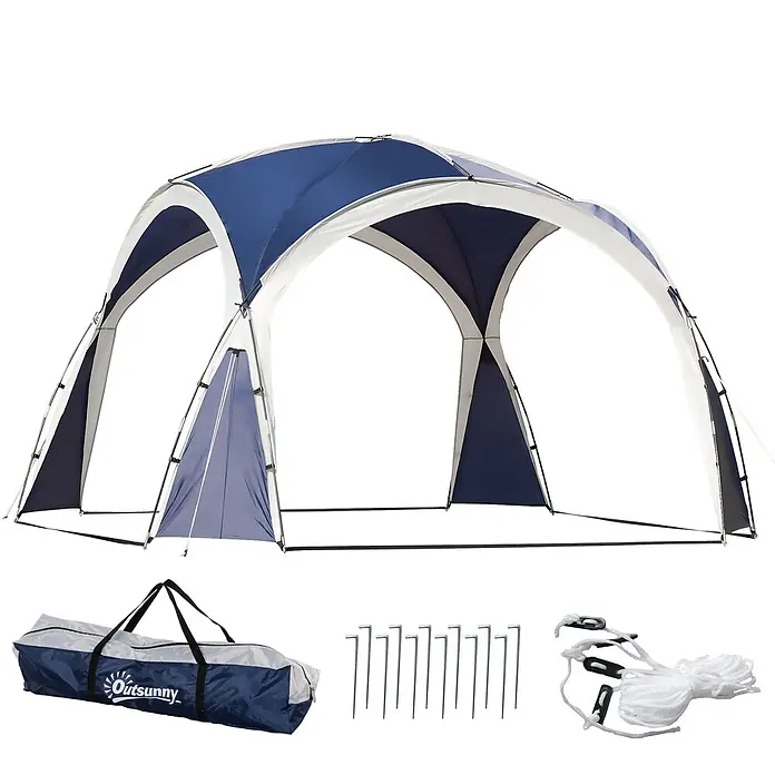 Outsunny Steckpavillon mit Tragetasche - B x T: 350 x 350 cm, Farbe Dach: Blau