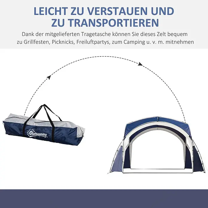 Outsunny Steckpavillon mit Tragetasche - B x T: 350 x 350 cm, Farbe Dach: Blau