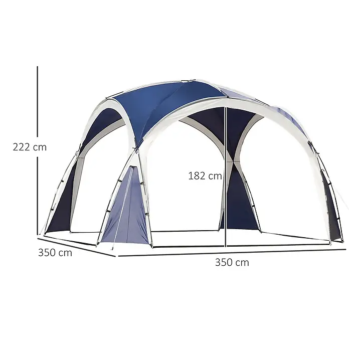 Outsunny Steckpavillon mit Tragetasche - B x T: 350 x 350 cm, Farbe Dach: Blau