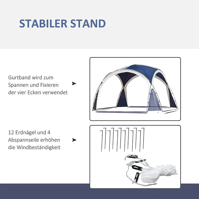 Outsunny Steckpavillon mit Tragetasche - B x T: 350 x 350 cm, Farbe Dach: Blau