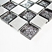 Mosaikfliese Crystal Mix XAM A851 (32,7 x 30,2 cm, Schwarz/Silber, Matt)