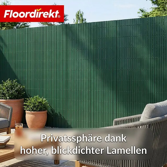 Floordirekt Sichtschutzelement PVC Grün - 150 x 500 cm - Kunststoff, Grün