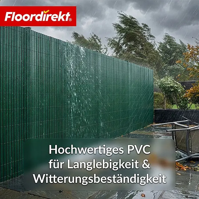 Floordirekt Sichtschutzelement PVC Grün - 150 x 500 cm - Kunststoff, Grün