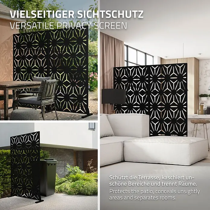 ML-Design Sichtschutzelement Torino - Stahl, Schwarz