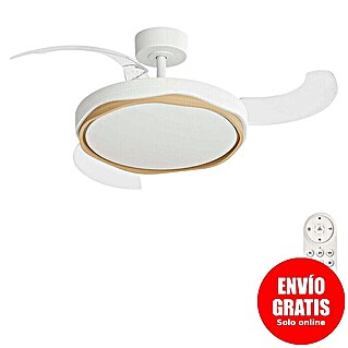 Arte confort Ventilador de techo Tuvan M (Blanco/Madera, 107 cm, 29,8 W, Blanco cálido)