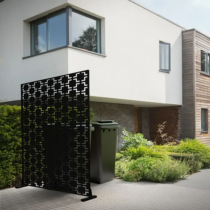 ML-Design Sichtschutzelement Milano - B x H: 120 x 183 cm, Stahl, Schwarz