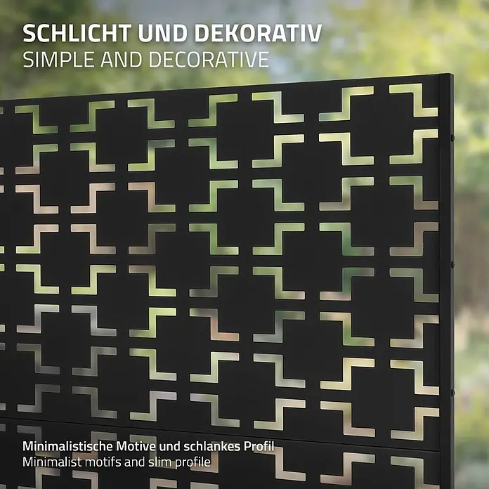 ML-Design Sichtschutzelement Milano - B x H: 120 x 183 cm, Stahl, Schwarz