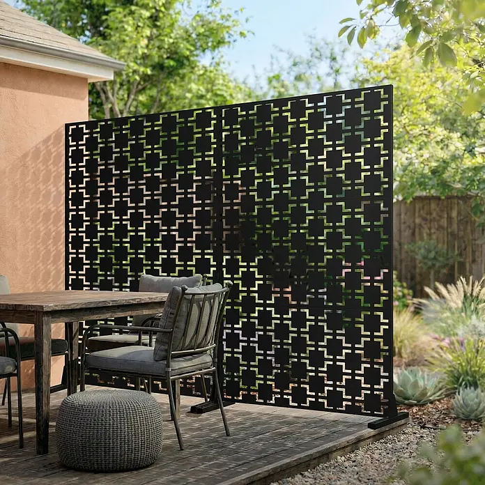 ML-Design Sichtschutzelement Milano - B x H: 120 x 183 cm, Stahl, Schwarz