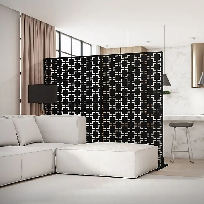 ML-Design Sichtschutzelement Milano - B x H: 120 x 183 cm, Stahl, Schwarz