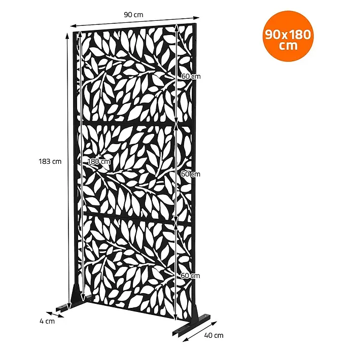 ML-Design Sichtschutzelement Firenze - Stahl, Schwarz