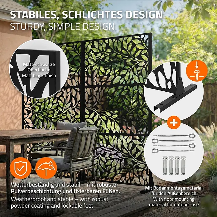 ML-Design Sichtschutzelement Firenze - Stahl, Schwarz