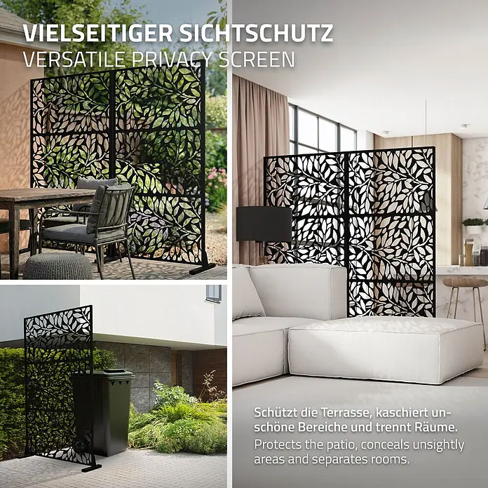 ML-Design Sichtschutzelement Firenze - Stahl, Schwarz