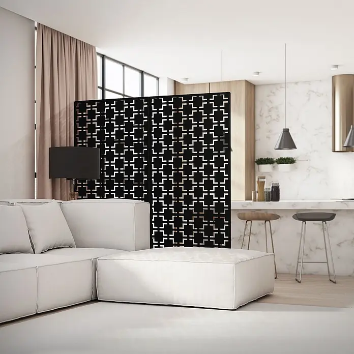ML-Design Sichtschutzelement Milano - Stahl, Schwarz