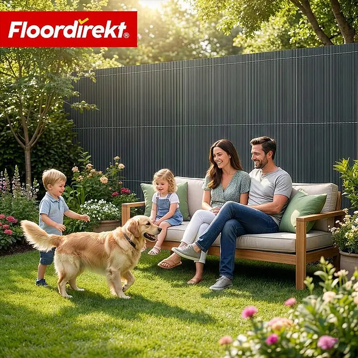 Floordirekt Sichtschutzelement PVC Grau - 100 x 300 cm - Kunststoff, Grau