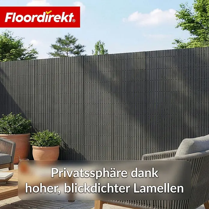 Floordirekt Sichtschutzelement PVC Grau - 100 x 300 cm - Kunststoff, Grau