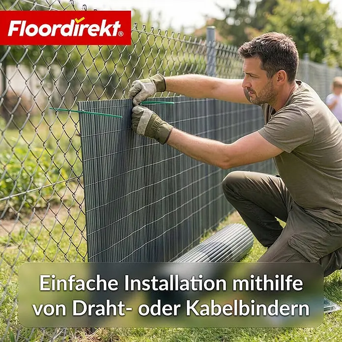Floordirekt Sichtschutzelement PVC Grau - 180 x 300 cm - Kunststoff, Grau