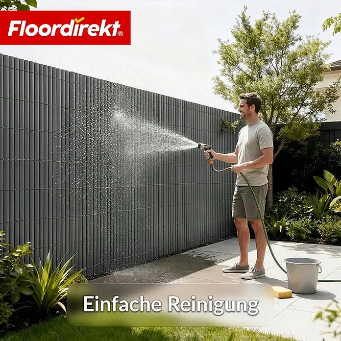 Floordirekt Sichtschutzelement PVC Grau - 180 x 300 cm - Kunststoff, Grau