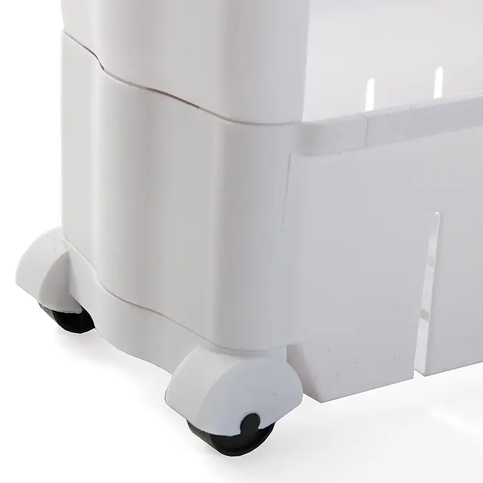 Versa Carro con ruedas multiusos de 3 baldas - L x An x Al: 54 x 12,5 x 71 cm, Termoplástico - Base de carro rodante de plástico blanco con ruedas.