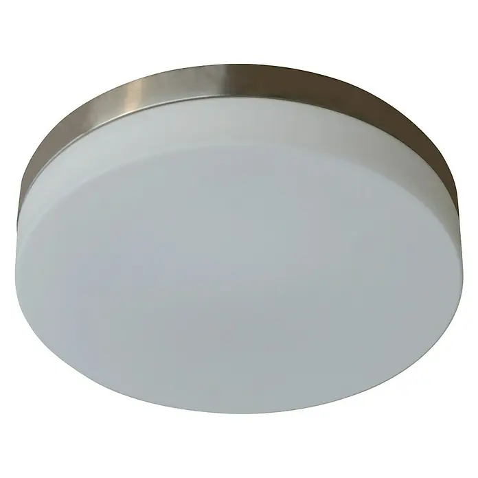 Tween Light Forio Plafón LED redondo - 12 W, Ø x Al: 30 x 6,5 cm, Níquel - Primer plano de una lámpara de techo redonda con un difusor blanco mate y un marco plateado.