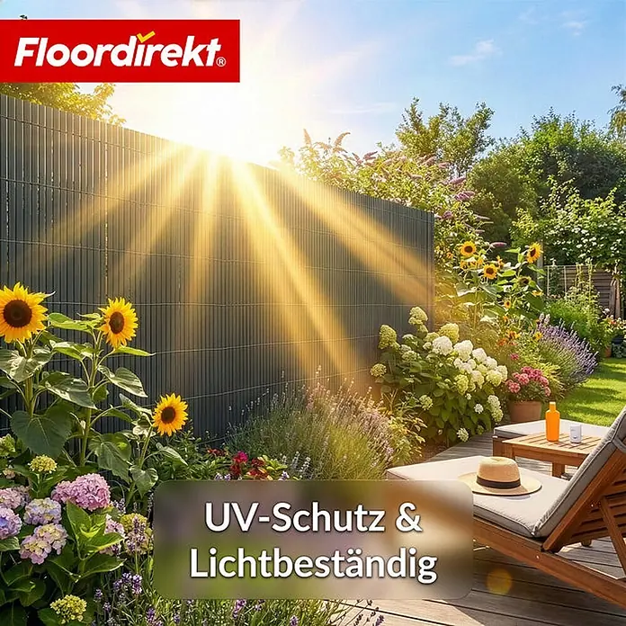 Floordirekt Sichtschutzelement PVC Grau - 100 x 500 cm - Kunststoff, Grau