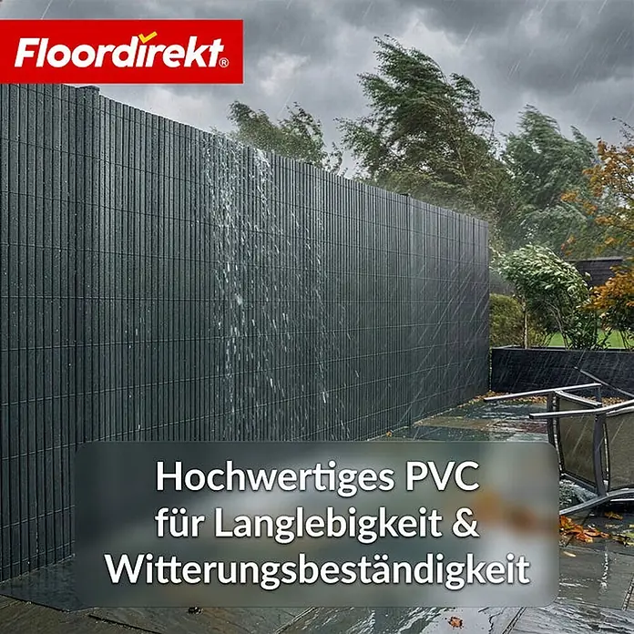 Floordirekt Sichtschutzelement PVC Grau - 100 x 500 cm - Kunststoff, Grau