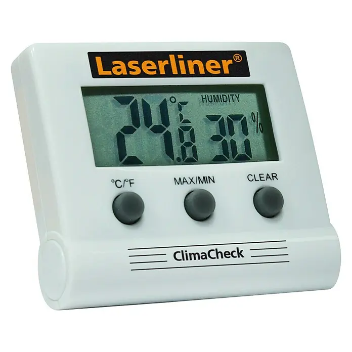 Laserliner Hygrometer - Messbereich Luftfeuchtigkeit: 20 % - 99 % - Das Laserliner ClimaCheck Thermohygrometer misst Temperatur und Luftfeuchtigkeit, mit Min/Max-Funktion und übersichtlicher Anzeige.