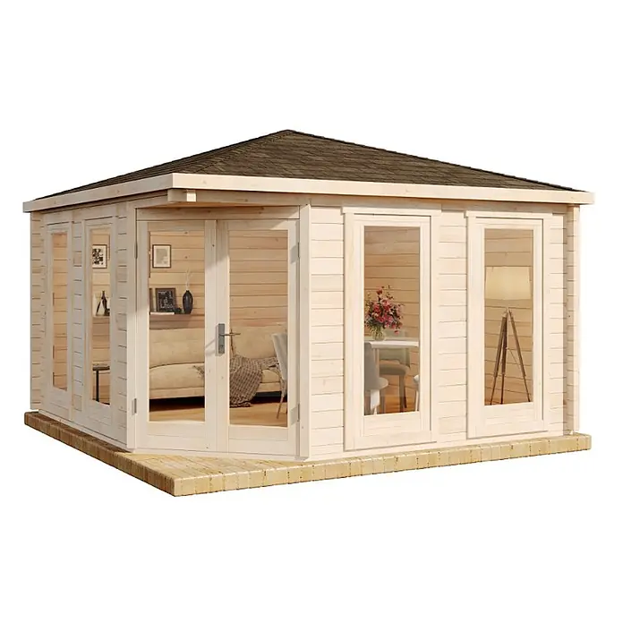 Alpholz Gartenhaus Maja - Außenmaß inkl. Dachüberstand (B x T): 409 x 409 cm, Holz, Naturbelassen