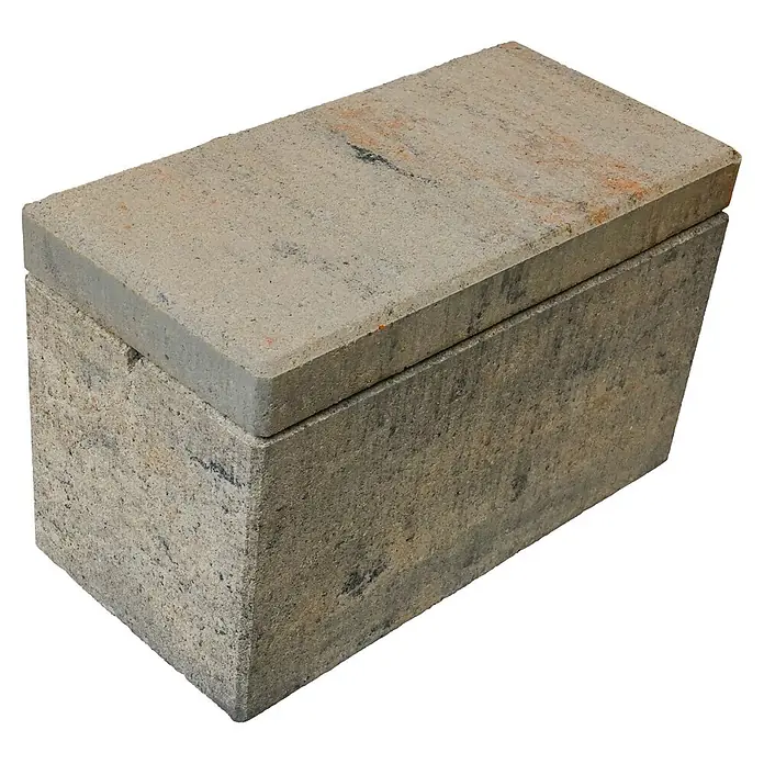 Diephaus Mauerabdeckplatte Lima - 40 x 20 x 4 cm, Muschelkalk, Beton - Rechteckiger Betonstein mit kontrastierender, strukturierter Oberseite.