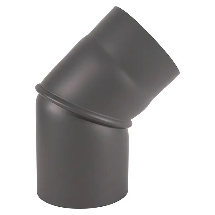 Firefix Ofenrohrbogen RRD150/B45 - Durchmesser: 15 cm, 45 °, Dunkelgrau - Graues Kunststoff-Rohrbogenstück für Entwässerungs- oder Lüftungssysteme.