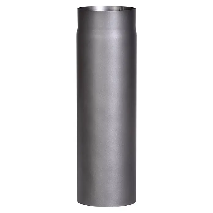 Firefix Ofenrohr RRD150/5 - Ø x L: 15 x 50 cm, Dunkelgrau - Silber-graues mattes Metallrohr.