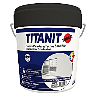 Titanlux Pintura para paredes y techos Titanit (Blanco, Mate, 15 l)