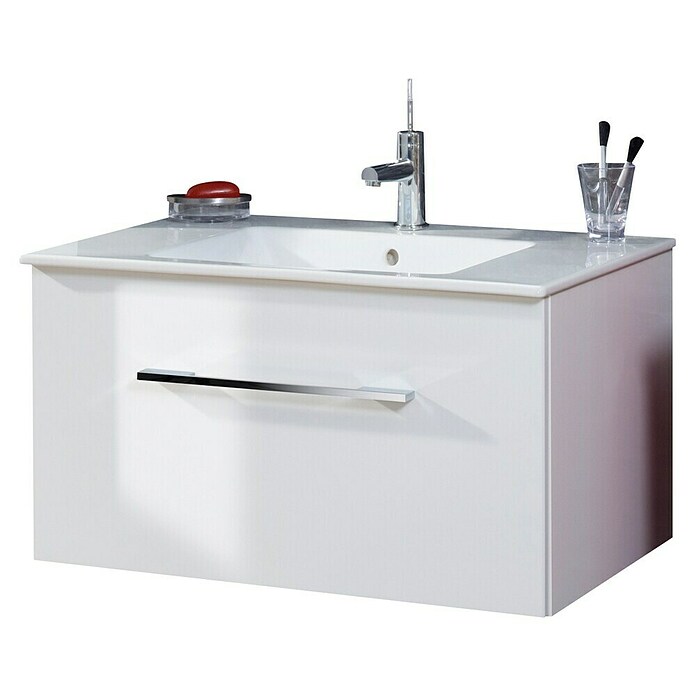 Camargue Stella K Wastafelonderkast (47 x 80 x 39 cm, 1 ladekast, Wit, Hoogglans)