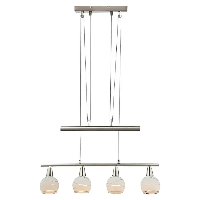 Globo Elliott LED-Pendelleuchte - Warmweiß, Höhe: 160 cm - Elegante Hängeleuchte mit vier Lampen. Perfekt für Esszimmer oder Küche, bietet diese Leuchte stilvolle Beleuchtung mit modernem Design.