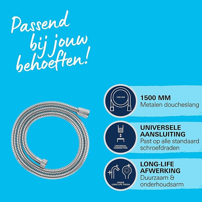 Grohe Metalen doucheslang VitalioFlex Metal (150 cm, Chroom) | BAUHAUS